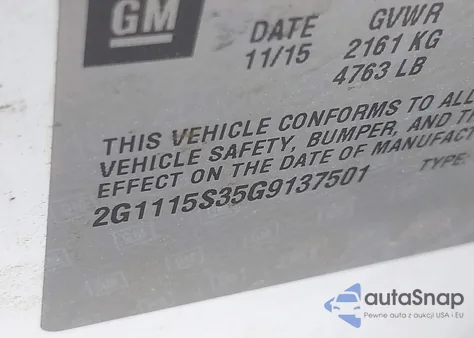 2016 Chevrolet Impala 2Lt from USA, damaged, VIN 2G1115S35G9137501